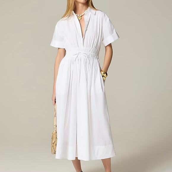 J. Crew Dresses & Skirts - J.Crew Elena Midi Shirtdress Cotton Poplin White Size 0 NWT